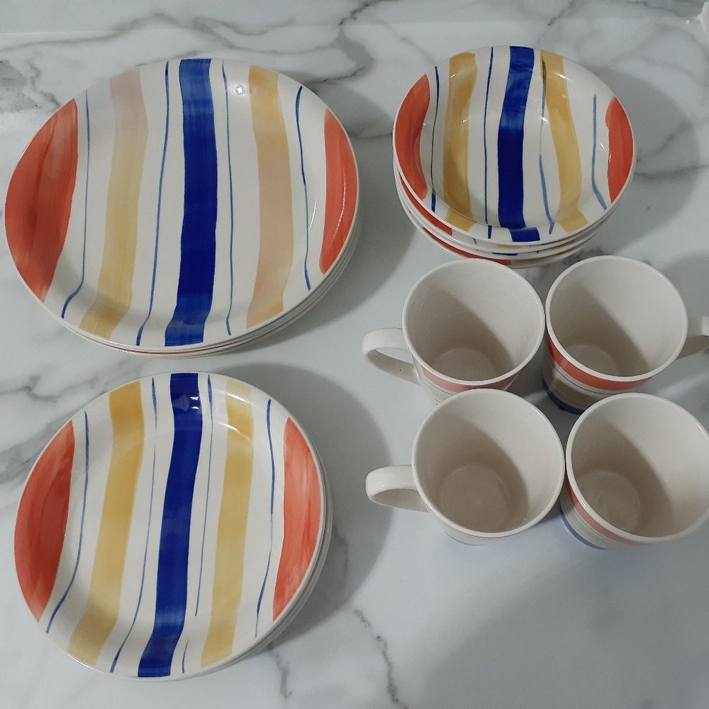 Ragalta dinner china set plates bowls cups 15 pc dinnerware